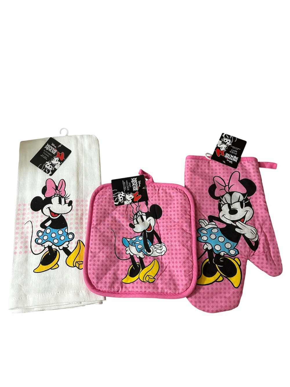 Disney Minnie Mouse Oven Mitts And Hand Towel Set NEW
